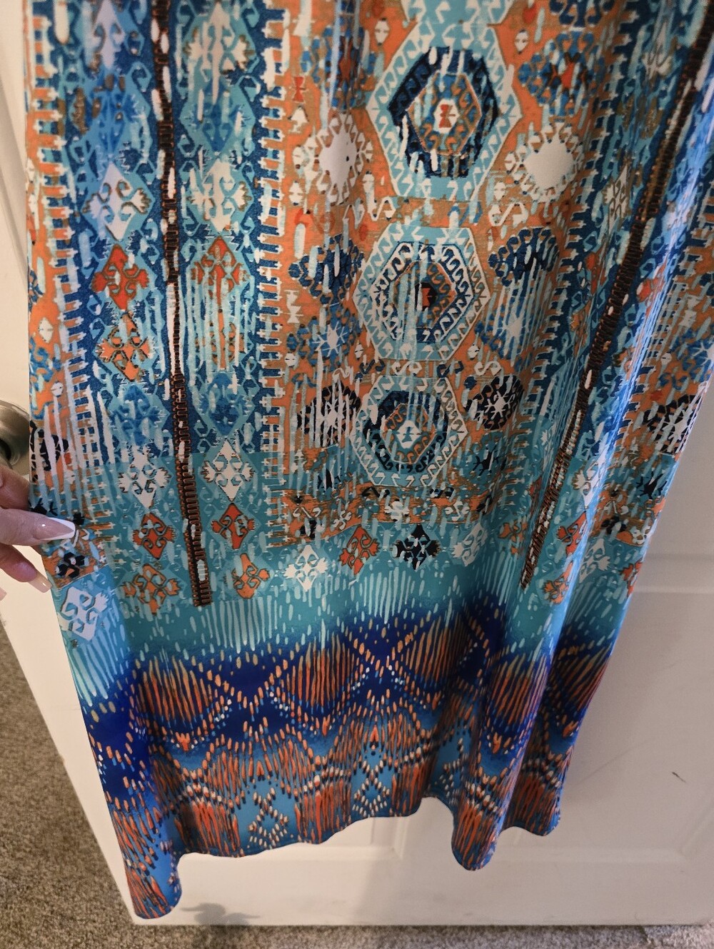 BISOU BISOU Blue & Teal Printed Strapless Maxi Dress - Picture 3 of 5